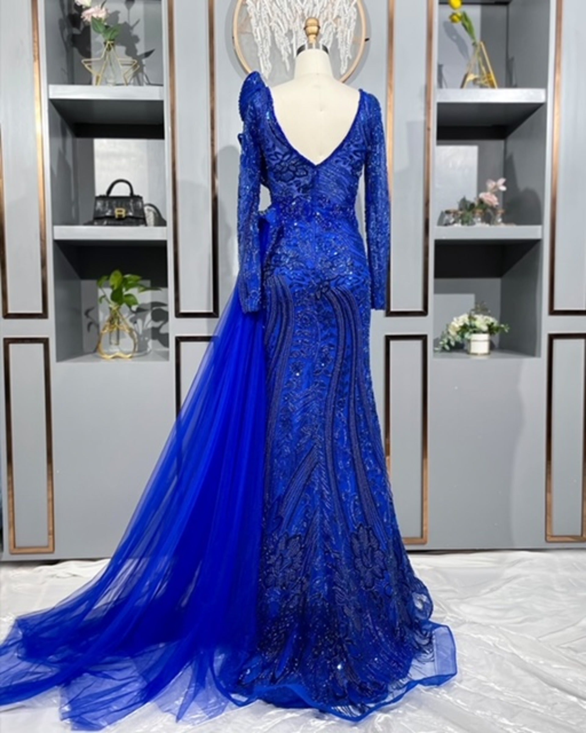 Royal Blue Long Sleeve Gown