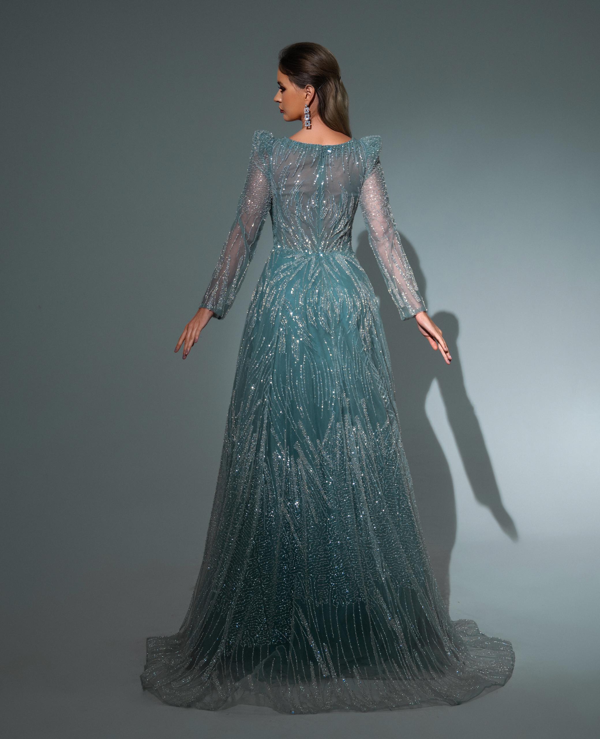 Long-Sleeve Gown with Embellishments