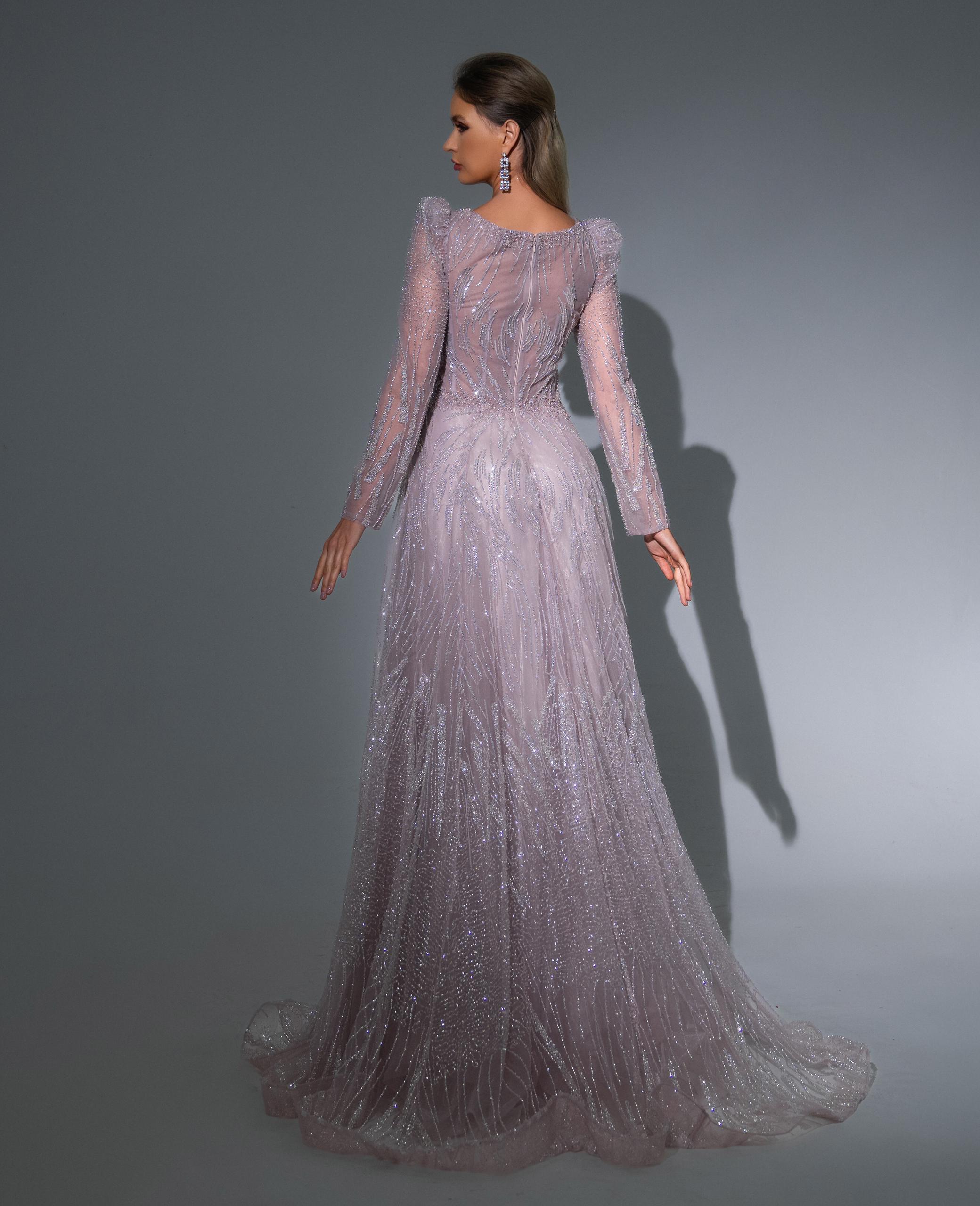 Long-Sleeve Gown with Embellishments