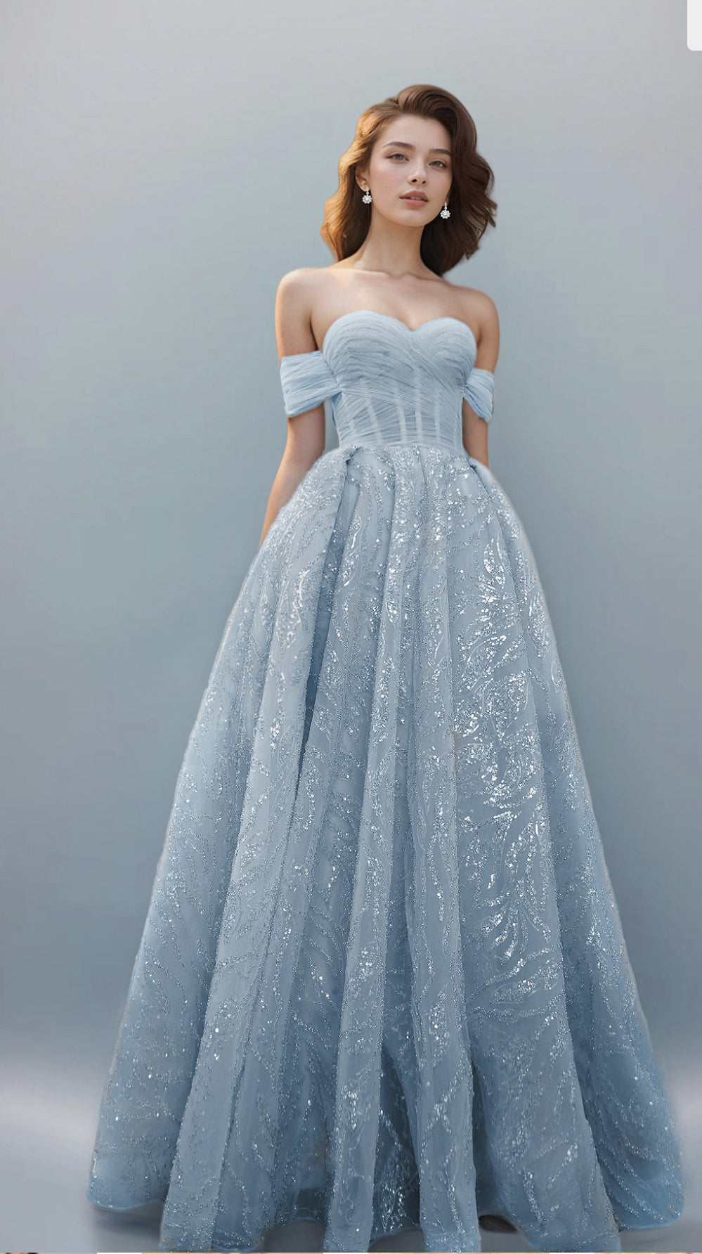 Blue Sparkling Ball Gown