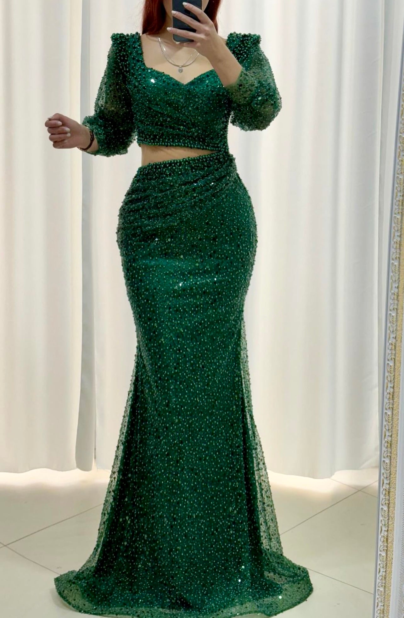 Green Beaded Gown