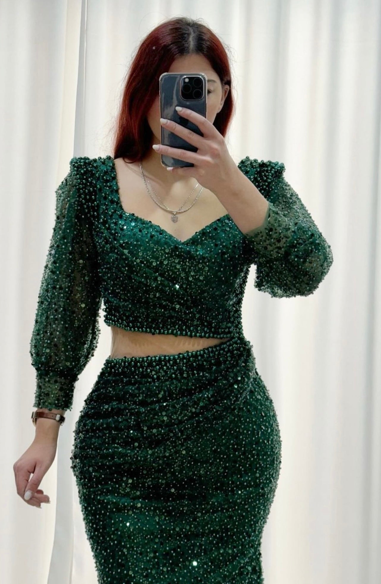 Green Beaded Gown