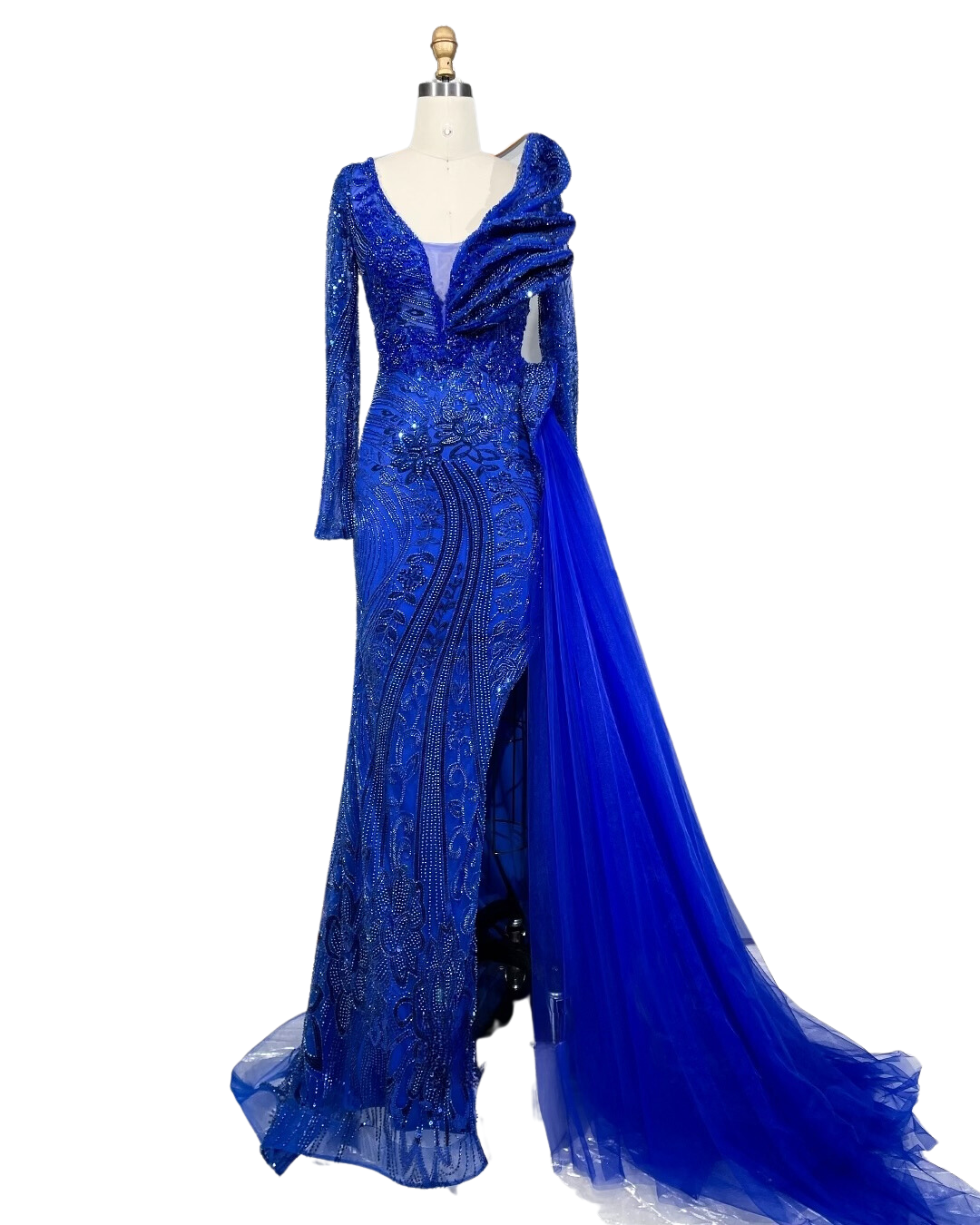 Royal Blue Long Sleeve Gown