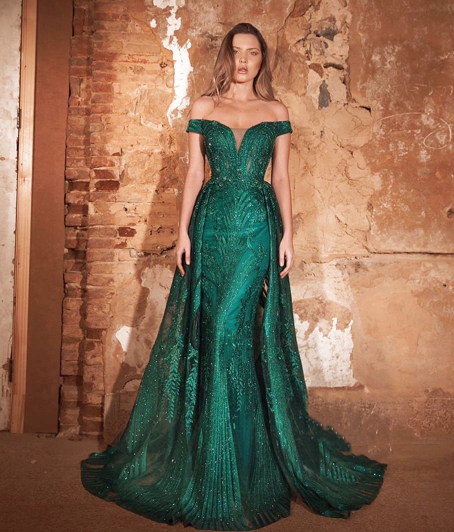 Catwalk Couture Green Evening Gown